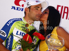 Winner Francesco Chicchi of Liquigas-Doimo celebrating his victory after fourth and last stage of Tour de Slovenie 2010. Fourth stage of 17th Tour de Slovenie 2010 in length of 157km was leading cyclists from Brezice, Slovenia, to Novo Mesto, Slovenia. Fourth stage was held on Sunday, 20th of June 2010.
