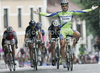 Winner Francesco Chicchi of Liquigas-Doimo celebrating his victory in fourth and last stage of Tour de Slovenie 2010. Fourth stage of 17th Tour de Slovenie 2010 in length of 157km was leading cyclists from Brezice, Slovenia, to Novo Mesto, Slovenia. Fourth stage was held on Sunday, 20th of June 2010.
