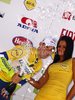 Winner Vincenzo Nibali of Liquigas-Doimo celebrating his medal after fourth and last stage of Tour de Slovenie 2010. Fourth stage of 17th Tour de Slovenie 2010 in length of 157km was leading cyclists from Brezice, Slovenia, to Novo Mesto, Slovenia. Fourth stage was held on Sunday, 20th of June 2010.
