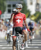 Martin Elmiger of Switzerland (AG2R La Mondiale) finishing the first stage of the 97th Tour de France from Rotterdam (Netherlands) to Bruxelles (Belgium). The stage was 223,5 km long. The first stage of 97th of Tour de France 2010 from Rotterdam to Bruxelles was held on Sunday, 4th of July 2010 in Netherlands and Belgium.
