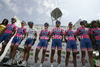 Team Lampre - ISD before the start of the second stage of Tour de Slovenie 2011. The second stage from Koper to Nova Gorica was 189,6 km long and it was held on Friday, 17th of June, 2011 in Slovenia.
