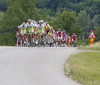 Team Perutnina Ptuj riding during the second stage of Tour de Slovenie 2011. The second stage from Koper to Nova Gorica was 189,6 km long and it was held on Friday, 17th of June, 2011 in Slovenia.
