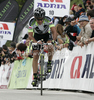 Ninth placed Carlos Sastre Candil of Spain (Team Geox - TMC) riding during the third stage of Tour de Slovenie 2011. The third stage from Trzic to Golte was 170,6 km long and it was held on Saturday, 18th of June, 2011 in Slovenia.
