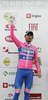 Winner Diego Ulissi of Italy (Team Lampre - ISD) at the flower ceremnoy of third stage of Tour de Slovenie 2011. The third stage from Trzic to Golte was 170,6 km long and it was held on Saturday, 18th of June, 2011 in Slovenia.
