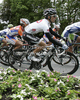 In white jersey Rafal Majka of Poland (Team Saxo Bank - Sungard) in the middle riding during the fourth stage of Tour de Slovenie 2011. The fourth stage from Ptuj to Novo mesto was 181 km long and it was held on Sunday, 19th of June, 2011 in Slovenia.
