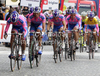Team Lampre - ISD riding during the fourth stage of Tour de Slovenie 2011. The fourth stage from Ptuj to Novo mesto was 181 km long and it was held on Sunday, 19th of June, 2011 in Slovenia.
