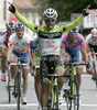 Winner Andrea Guardini of Italy (Team Farnese Vini-Neri Sottoli) riding during the fourth stage of Tour de Slovenie 2011. The fourth stage from Ptuj to Novo mesto was 181 km long and it was held on Sunday, 19th of June, 2011 in Slovenia.
