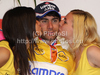 In the yellow jersey as the winner of the Tour de Slovenie Diego Ulissi of Italy (Team Lampre - ISD) at the flower ceremony of the fourth stage of Tour de Slovenie 2011. The fourth stage from Ptuj to Novo mesto was 181 km long and it was held on Sunday, 19th of June, 2011 in Slovenia.
