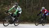 Matej Marin of Slovenia (Team RC Arbo Wels Gourmetfein) and Radoslav Rogina of Croatia (Team Adria Mobil) behind him are riding at cycling race of the 15th Grand prix Sencur 2013. Cycling race of 15th Grand prix Sencur was held on Sunday, 7th of April, 2013 in Sencur, Slovenija
