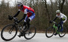 Radoslav Rogina of Croatia (Team Adria Mobil) and Remco Broers of Netherlands (Team Vorarlberg) are riding at cycling race of the 15th Grand prix Sencur 2013. Cycling race of 15th Grand prix Sencur was held on Sunday, 7th of April, 2013 in Sencur, Slovenija

