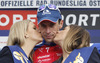 Winner Radoslav Rogina of Croatia (Team Adria Mobil) at the flower ceremony of the cycling race of the 15th Grand prix Sencur 2013. Cycling race of 15th Grand prix Sencur was held on Sunday, 7th of April, 2013 in Sencur, Slovenija

