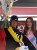 Winner of the stage Rigoberto Uran of Colombia (Team Sky Procycling) at flower ceremony of the stage 10 of the Giro di Italia 2013 from Cordenons to Altopiano di Montario. The stage 10 from Cordenons to Altopiano di Montario was 167 km long and it was held on Tuesday, 14th of May 2013 in Italy.
