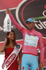 Vincenzo Nibali of Italy (Astana Pro Team) in the pink jersey as the best rider in overall general classification at flower ceremony of the stage 10 of the Giro di Italia 2013 from Cordenons to Altopiano di Montario. The stage 10 from Cordenons to Altopiano di Montario was 167 km long and it was held on Tuesday, 14th of May 2013 in Italy.
