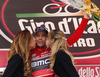 Cadel Evans of Australia (BMC Racing Team) in the red jersey as the best rider in points classification at flower ceremony of the stage 10 of the Giro di Italia 2013 from Cordenons to Altopiano di Montario. The stage 10 from Cordenons to Altopiano di Montario was 167 km long and it was held on Tuesday, 14th of May 2013 in Italy.
