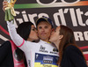 Rafael Majka of Poland (Team Saxo Tinkoff) as the best young rider in the general classification at flower ceremony of the stage 10 of the Giro di Italia 2013 from Cordenons to Altopiano di Montario. The stage 10 from Cordenons to Altopiano di Montario was 167 km long and it was held on Tuesday, 14th of May 2013 in Italy.
