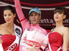 Vincenzo Nibali of Italy (Astana Pro Team) in pink jersey as the best rider in overall general classification at the flower ceremony of the stage 11 of the Giro di Italia 2013 from Tarvisio to Vajont (Erto e Casso). The stage 11 from Tarvisio to Vajont (Erto e Casso) was 182 km long and it was held on Wednesday, 15th of May 2013 in Italy.
