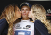 Rafael Majka of Poland (Team Saxo Tinkoff) in white jersey as the best young rider in general classification at the flower ceremony of the stage 11 of the Giro di Italia 2013 from Tarvisio to Vajont (Erto e Casso). The stage 11 from Tarvisio to Vajont (Erto e Casso) was 182 km long and it was held on Wednesday, 15th of May 2013 in Italy.
