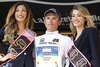 Rafael Majka of Poland (Team Saxo Tinkoff) in white jersey as the best young rider in general classification at the flower ceremony of the stage 11 of the Giro di Italia 2013 from Tarvisio to Vajont (Erto e Casso). The stage 11 from Tarvisio to Vajont (Erto e Casso) was 182 km long and it was held on Wednesday, 15th of May 2013 in Italy.
