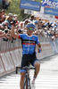 Winner Ramunas Navardauskas of Lithuania (Team Garmin Sharp) finishing the stage 11 of the Giro di Italia 2013 from Tarvisio to Vajont (Erto e Casso). The stage 11 from Tarvisio to Vajont (Erto e Casso) was 182 km long and it was held on Wednesday, 15th of May 2013 in Italy.
