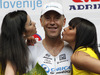 Winner Svein Tuft of Canada (Team Orica - GreenEDGE) at the flower ceremony of the individual time trial at the the first stage of Tour de Slovenie 2013. The first stage in Ljubljana centre was 8,8 km long and it was held on Thursday, 13th of June, 2013 in Ljubljana, Slovenia.
