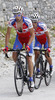 Matej Mugerli of Slovenia (Team Adria Mobil) and Klemen Stimulak of Slovenia (Team Adria Mobil) climbing at hill Sorica at the third stage of Tour de Slovenie 2013. The third stage from Skofja Loka to Vrsic was 170 km long and it was held on Saturday, 15th of June, 2013 in Slovenia.
