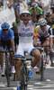 Winner Marcel Kittel of Germany (Team Argos Shimano)  finishing the first stage of 100th Tour de France 2013. The first stage from Porto Calvi to Bastia was 213 km long and it was held on Saturday, 29th of June, 2013 in Corsica, France.
