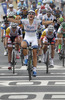 Winner Marcel Kittel of Germany (Team Argos Shimano)  finishing the first stage of 100th Tour de France 2013. The first stage from Porto Calvi to Bastia was 213 km long and it was held on Saturday, 29th of June, 2013 in Corsica, France.
