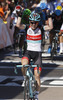 Winner Jan Bakelants of Belgium (Team Radioshack Leopard) finishing the second stage of 100th Tour de France 2013. The second stage from Bastia to Ajaccio was 156 km long and it was held on Sunday, 30th of June, 2013 in Corsica, France.
