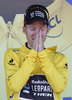 Winner Jan Bakelants of Belgium (Team Radioshack Leopard) in yellow jersey as the best rider in general classification at the flower ceremony of the second stage of 100th Tour de France 2013. The second stage from Bastia to Ajaccio was 156 km long and it was held on Sunday, 30th of June, 2013 in Corsica, France.
