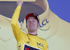 Winner Jan Bakelants of Belgium (Team Radioshack Leopard) in yellow jersey as the best rider in general classification at the flower ceremony of the second stage of 100th Tour de France 2013. The second stage from Bastia to Ajaccio was 156 km long and it was held on Sunday, 30th of June, 2013 in Corsica, France.

