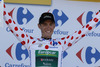 Pierre Rolland of France (Team Europcar) in a polka dot jersey at the flower ceremony of the second stage of 100th Tour de France 2013. The second stage from Bastia to Ajaccio was 156 km long and it was held on Sunday, 30th of June, 2013 in Corsica, France.
