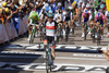 Winner Jan Bakelants of Belgium (Team Radioshack Leopard) finishing the second stage of 100th Tour de France 2013. The second stage from Bastia to Ajaccio was 156 km long and it was held on Sunday, 30th of June, 2013 in Corsica, France.
