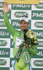 Peter Sagan of Slovakia (Team Cannondale) in green jersey as the best rider in points classification at the flower ceremony of the third stage of 100th Tour de France 2013. The third stage from Ajaccio to Calvi was 145,5 km long and it was held on Monday, 1st of July, 2013 in Corsica, France.
