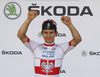 Michal Kwiatkowski of Poland (Team Omega Pharma â€“ Quick Step) in jersey of Poland national champion at the flower ceremony of the third stage of 100th Tour de France 2013. The third stage from Ajaccio to Calvi was 145,5 km long and it was held on Monday, 1st of July, 2013 in Corsica, France.
