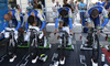 Team Orica GreenEDGE is preparing before the start of the team time trial of the fourth stage of 100th Tour de France 2013. The team time trial of the fourth stage in Nice was 25 km long and it was held on Tuesday. 2nd of July, 2013 in Nice, France.
