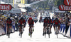 BMC Racing team riding during the team time trial of the fourth stage of 100th Tour de France 2013. The team time trial of the fourth stage in Nice was 25 km long and it was held on Tuesday. 2nd of July, 2013 in Nice, France.
