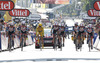 In the middle Andy Schleck of Luxembourg (Team Radioshack Leopard) riding during the team time trial of the fourth stage of 100th Tour de France 2013. The team time trial of the fourth stage in Nice was 25 km long and it was held on Tuesday. 2nd of July, 2013 in Nice, France.
