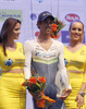 Winner Michael Matthews of Australia (Team Orica Green Edge) in the middle, second placed Kristijan Koren of Slovenia (Team Cannondalle) at left and third placed Diego Ulissi of Italy (Team Lampre Merida) at right at the flower ceremony of the first stage  of the Tour de Slovenie 2014. Individual time trial of the first stage of the Tour de Slovenie was 8,8km long and it was held on Thursday, 19th of June, 2014 in Ljubljana, Slovenija.
