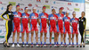Team Adria Mobil before the start of the second stage of the Tour de Slovenie 2014. Second stage of the Tour de Slovenie from Ribnica to Kocevje was 160,7 km long and it was held on Friday, 20th of June, 2014 in Slovenija.
