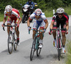 Stefano Tonin of Italy (Area Zerro Pro Team), Emanuele Sella of Italy (Androni Giocattoli - Venezuela) and Stefano Tonin of Italy (Area Zerro Pro Team) at GC Vagovka (III. category) during the second stage of the Tour de Slovenie 2014. Second stage of the Tour de Slovenie from Ribnica to Kocevje was 160,7 km long and it was held on Friday, 20th of June, 2014 in Slovenija.
