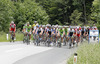 Peloton arriving at GC Vagovka (III. category) during the second stage of the Tour de Slovenie 2014. Second stage of the Tour de Slovenie from Ribnica to Kocevje was 160,7 km long and it was held on Friday, 20th of June, 2014 in Slovenija.
