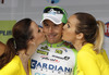 Winner Sonny Colbrelli of Italy (Team Bardiani Csf Inox) at the flower ceremony of the second stage of the Tour de Slovenie 2014. Second stage of the Tour de Slovenie from Ribnica to Kocevje was 160,7 km long and it was held on Friday, 20th of June, 2014 in Slovenija.

