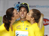 Michael Matthews of Australia (Team Orica Green Edge) in yellow jersey as the best rider in general classification at the flower ceremony of the second stage of the Tour de Slovenie 2014. Second stage of the Tour de Slovenie from Ribnica to Kocevje was 160,7 km long and it was held on Friday, 20th of June, 2014 in Slovenija.
