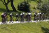 Peloton at GC Slivna (III. category) during the fourth stage of the Tour de Slovenie 2014. The fourth stage of the Tour de Slovenie from Skofja Loka to Novo mesto was 153 km long and it was held on Sunday, 22nd of June, 2014 in Slovenija.
