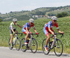 In the middle Klemen Stimulak of Slovenia (Team Adria Mobil) during the fourth stage of the Tour de Slovenie 2014. The fourth stage of the Tour de Slovenie from Skofja Loka to Novo mesto was 153 km long and it was held on Sunday, 22nd of June, 2014 in Slovenija.
