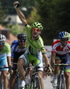 Stage winner Elia Viviani of Italy (Team Cannondalle) finishing the fourth stage of the Tour de Slovenie 2014. The fourth stage of the Tour de Slovenie from Skofja Loka to Novo mesto was 153 km long and it was held on Sunday, 22nd of June, 2014 in Slovenija.
