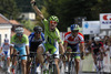 Stage winner Elia Viviani of Italy (Team Cannondalle) finishing the fourth stage of the Tour de Slovenie 2014. The fourth stage of the Tour de Slovenie from Skofja Loka to Novo mesto was 153 km long and it was held on Sunday, 22nd of June, 2014 in Slovenija.
