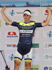 Second placed Eduard Grosu of Romania (Team Vinni Fantini Nippo) at the flower ceremony at the last stage of the Tour de Slovenie 2014. The fourth stage of the Tour de Slovenie from Skofja Loka to Novo mesto was 153 km long and it was held on Sunday, 22nd of June, 2014 in Slovenija.
