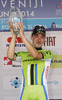 Stage winner Elia Viviani of Italy (Team Cannondalle) at the flower ceremony at the last stage of the Tour de Slovenie 2014. The fourth stage of the Tour de Slovenie from Skofja Loka to Novo mesto was 153 km long and it was held on Sunday, 22nd of June, 2014 in Slovenija.
