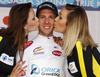 Simon Yates of Great Britain (Team Orica Green Edge) in the white jersey as the best young rider Under 23 at the flower ceremony at the last stage of the Tour de Slovenie 2014. The fourth stage of the Tour de Slovenie from Skofja Loka to Novo mesto was 153 km long and it was held on Sunday, 22nd of June, 2014 in Slovenija.
